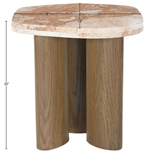 Meridian Furniture Puglia Genuine Marble Top and Solid Oak End Table for Modern Living Room Decor and Style Cream 99057Breccia-ET