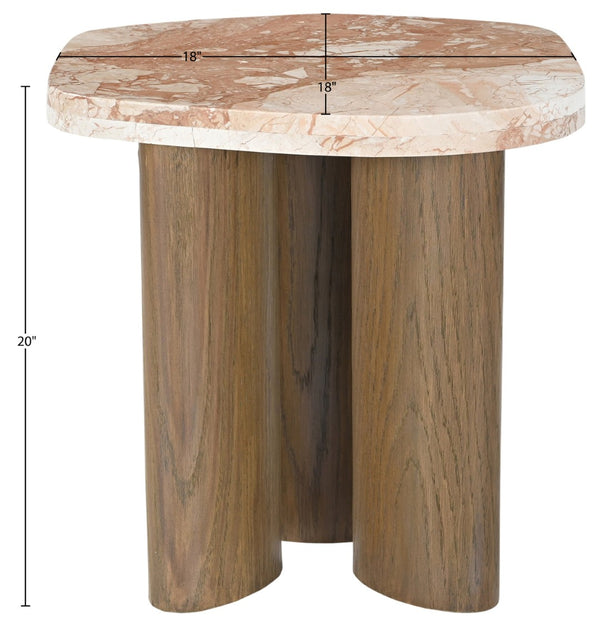 Meridian Furniture Puglia Genuine Marble Top and Solid Oak End Table for Modern Living Room Decor and Style Cream 99057Breccia-ET