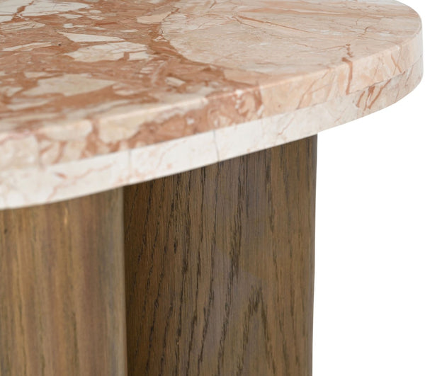 Meridian Furniture Puglia Genuine Marble Top and Solid Oak End Table for Modern Living Room Decor and Style Cream 99057Breccia-ET