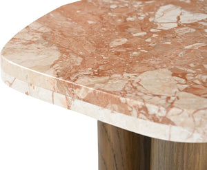 Meridian Furniture Puglia Genuine Marble Top and Solid Oak End Table for Modern Living Room Decor and Style Cream 99057Breccia-ET