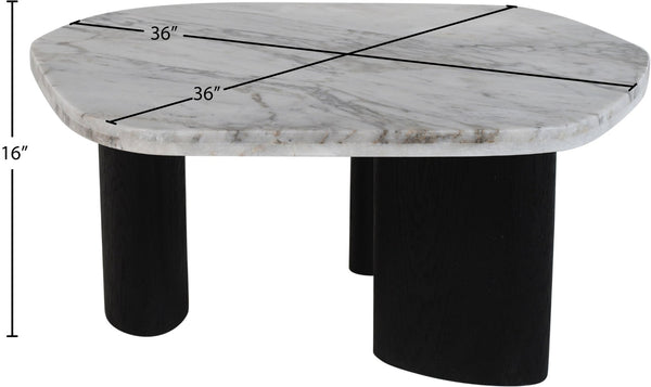 Meridian Furniture Puglia Marble Square Coffee Table with Sculptural Solid Oak Legs for Modern Living Rooms White 99058Viola-CT