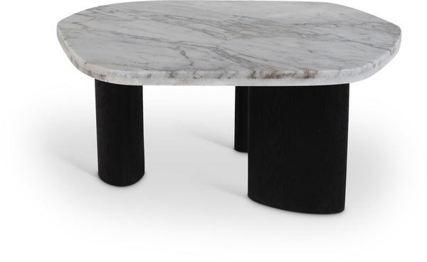 Meridian Furniture Puglia Marble Square Coffee Table with Sculptural Solid Oak Legs for Modern Living Rooms White 99058Viola-CT