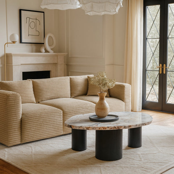 Meridian Furniture Puglia Marble Square Coffee Table with Sculptural Solid Oak Legs for Modern Living Rooms White 99058Viola-CT