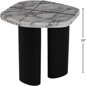 Meridian Furniture Puglia Genuine Marble Top and Solid Oak End Table for Modern Living Room Decor and Style White 99058Viola-ET