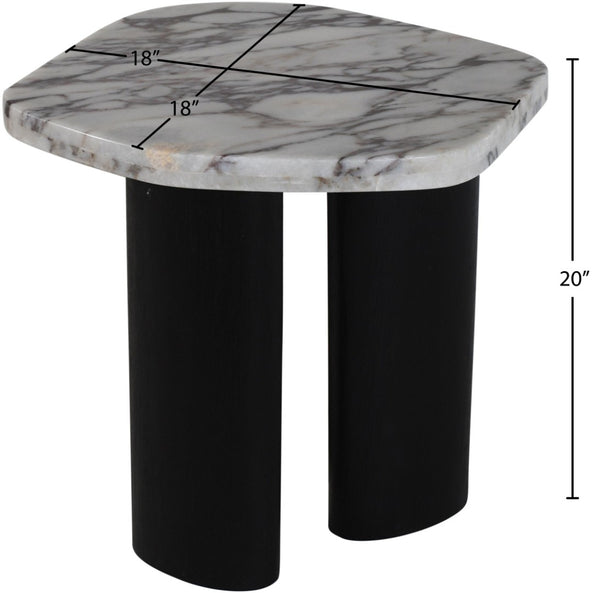 Meridian Furniture Puglia Genuine Marble Top and Solid Oak End Table for Modern Living Room Decor and Style White 99058Viola-ET