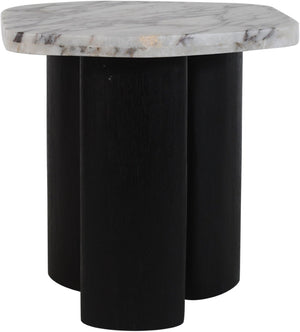 Meridian Furniture Puglia Genuine Marble Top and Solid Oak End Table for Modern Living Room Decor and Style White 99058Viola-ET