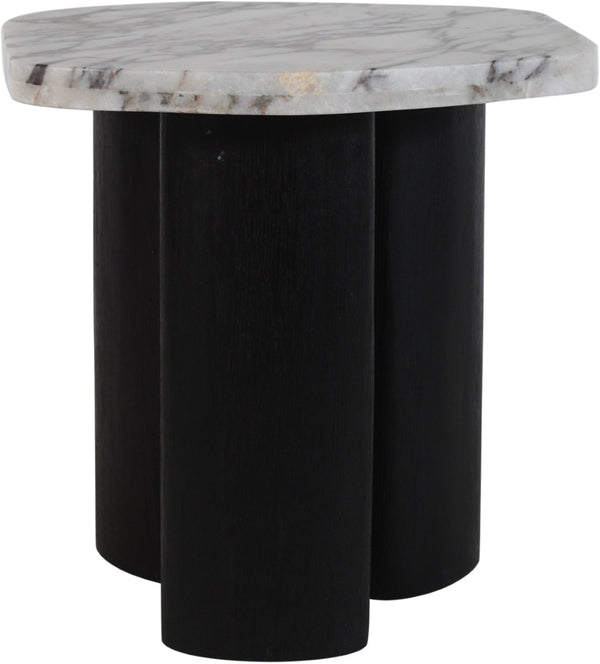 Meridian Furniture Puglia Genuine Marble Top and Solid Oak End Table for Modern Living Room Decor and Style White 99058Viola-ET