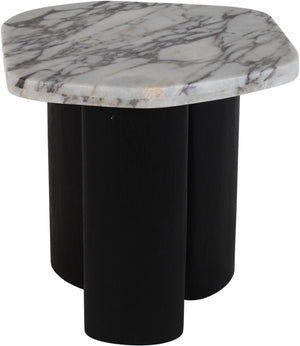 Meridian Furniture Puglia Genuine Marble Top and Solid Oak End Table for Modern Living Room Decor and Style White 99058Viola-ET