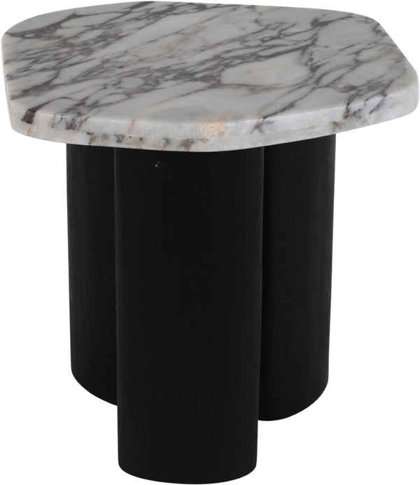 Meridian Furniture Puglia Genuine Marble Top and Solid Oak End Table for Modern Living Room Decor and Style White 99058Viola-ET