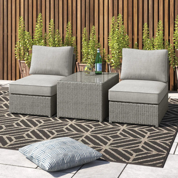 English Elm Fully Assembled 2-Piece Wicker Outdoor Seating Set With Cushions For Stylish Patio Comfort B120S00212