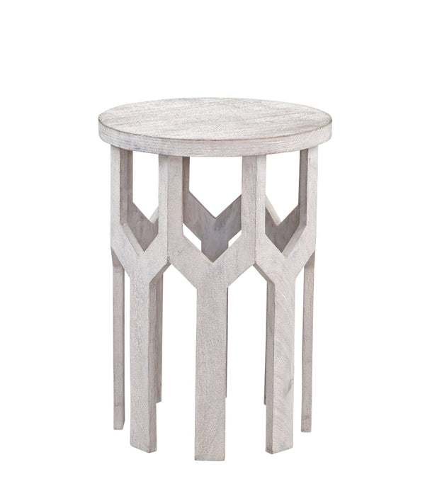 Basset Mirror Lloyd White Accent Table - Coastal Farmhouse Elegance In Solid Mango Wood With Sandblasted Finish White Wood 9906-lr-223