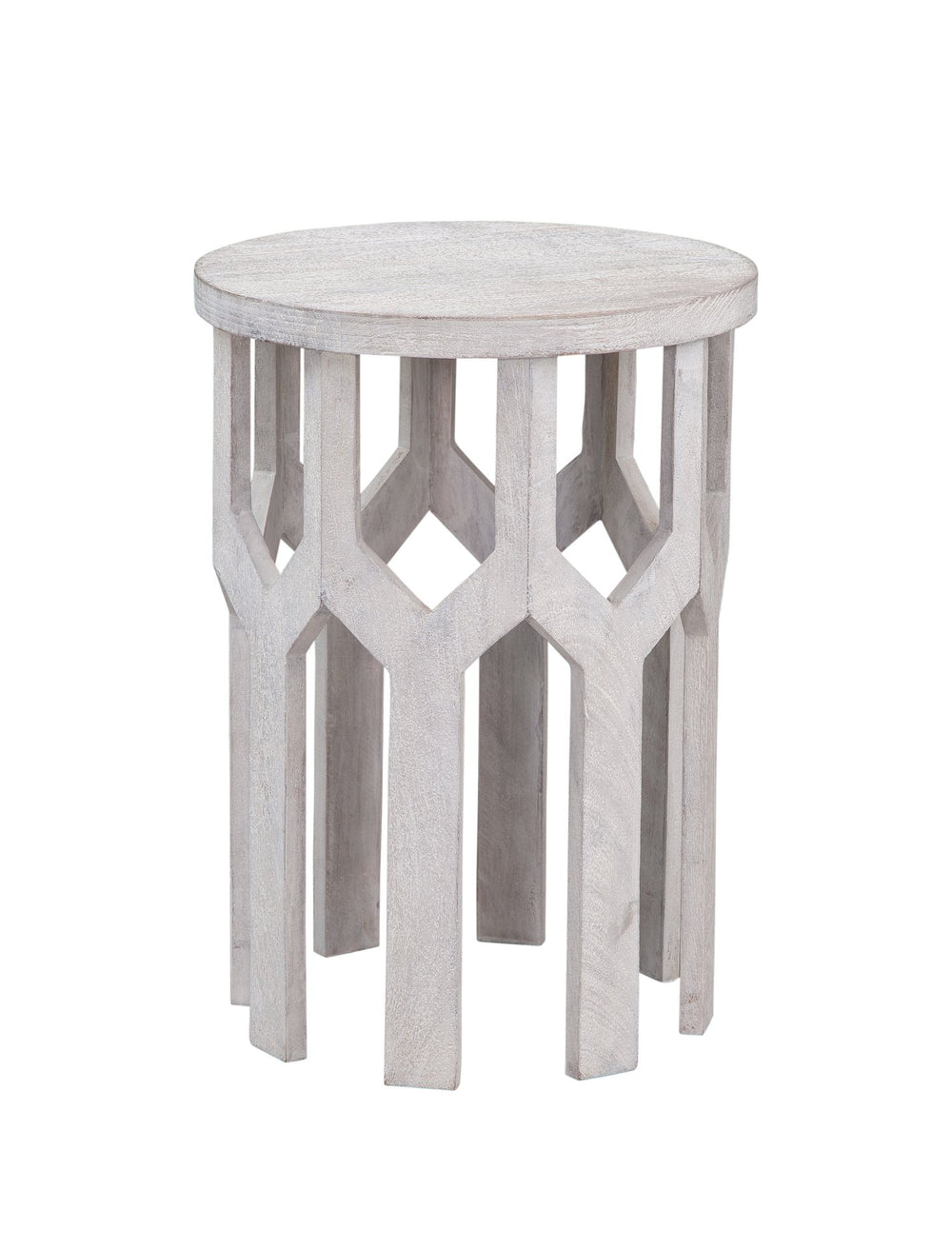 Basset Mirror Lloyd White Accent Table - Coastal Farmhouse Elegance In Solid Mango Wood With Sandblasted Finish White Wood 9906-lr-223