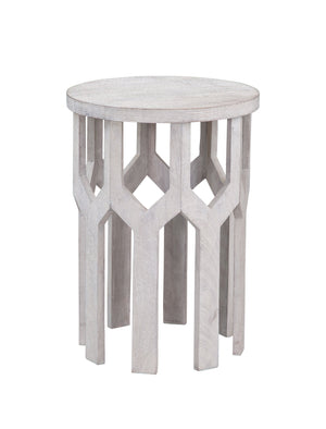 Basset Mirror Lloyd White Accent Table - Coastal Farmhouse Elegance In Solid Mango Wood With Sandblasted Finish White Wood 9906-lr-223