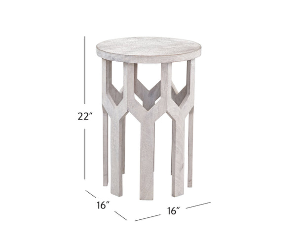 Basset Mirror Lloyd White Accent Table - Coastal Farmhouse Elegance In Solid Mango Wood With Sandblasted Finish White Wood 9906-lr-223