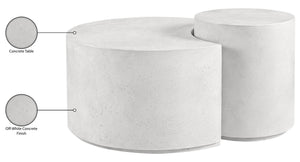 Meridian Furniture Imperia Sculptural Concrete Coffee Table Art Deco Inspired for Indoor Outdoor Living Spaces White 43.5" W x 28.75" D x 19" H 99060White-CT-2PC