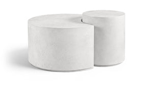 Meridian Furniture Imperia Sculptural Concrete Coffee Table Art Deco Inspired for Indoor Outdoor Living Spaces White 43.5" W x 28.75" D x 19" H 99060White-CT-2PC
