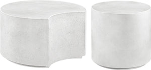 Meridian Furniture Imperia Sculptural Concrete Coffee Table Art Deco Inspired for Indoor Outdoor Living Spaces White 43.5" W x 28.75" D x 19" H 99060White-CT-2PC