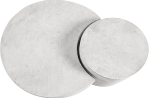 Meridian Furniture Imperia Sculptural Concrete Coffee Table Art Deco Inspired for Indoor Outdoor Living Spaces White 43.5" W x 28.75" D x 19" H 99060White-CT-2PC