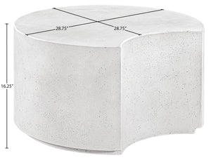 Meridian Furniture Imperia Sculptural Concrete Coffee Table Art Deco Inspired for Indoor Outdoor Living Spaces White 28.75" W x 28.75" D x 16.25" H 99060White-CT