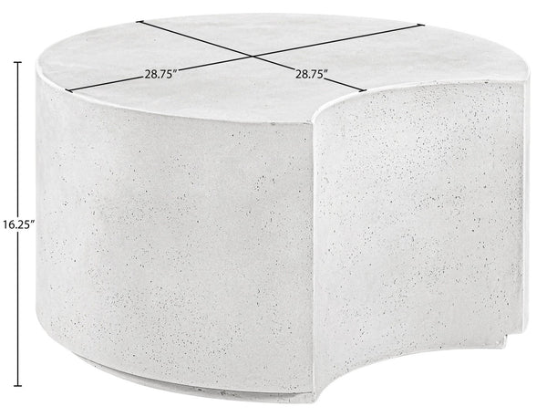 Meridian Furniture Imperia Sculptural Concrete Coffee Table Art Deco Inspired for Indoor Outdoor Living Spaces White 28.75" W x 28.75" D x 16.25" H 99060White-CT