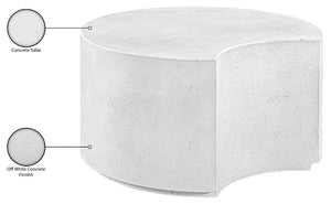 Meridian Furniture Imperia Sculptural Concrete Coffee Table Art Deco Inspired for Indoor Outdoor Living Spaces White 28.75" W x 28.75" D x 16.25" H 99060White-CT