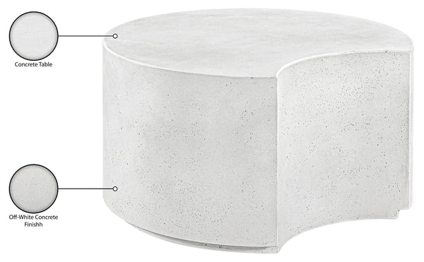 Meridian Furniture Imperia Sculptural Concrete Coffee Table Art Deco Inspired for Indoor Outdoor Living Spaces White 28.75" W x 28.75" D x 16.25" H 99060White-CT