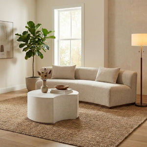 Meridian Furniture Imperia Sculptural Concrete Coffee Table Art Deco Inspired for Indoor Outdoor Living Spaces White 28.75" W x 28.75" D x 16.25" H 99060White-CT