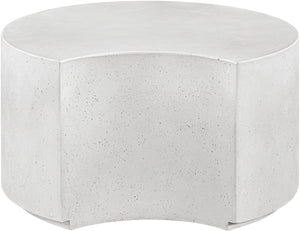 Meridian Furniture Imperia Sculptural Concrete Coffee Table Art Deco Inspired for Indoor Outdoor Living Spaces White 28.75" W x 28.75" D x 16.25" H 99060White-CT