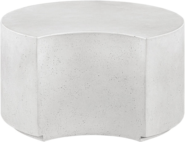 Meridian Furniture Imperia Sculptural Concrete Coffee Table Art Deco Inspired for Indoor Outdoor Living Spaces White 28.75" W x 28.75" D x 16.25" H 99060White-CT
