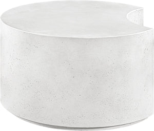 Meridian Furniture Imperia Sculptural Concrete Coffee Table Art Deco Inspired for Indoor Outdoor Living Spaces White 28.75" W x 28.75" D x 16.25" H 99060White-CT