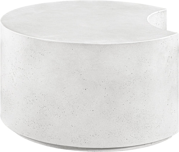 Meridian Furniture Imperia Sculptural Concrete Coffee Table Art Deco Inspired for Indoor Outdoor Living Spaces White 28.75" W x 28.75" D x 16.25" H 99060White-CT