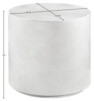 Meridian Furniture Imperia Sculptural Concrete Side Table Art Deco Curves for Indoor Outdoor Living 99060White-ET
