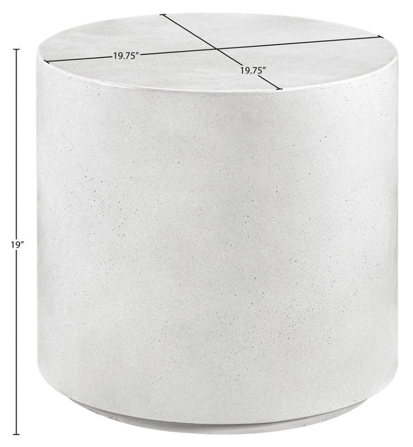 Meridian Furniture Imperia Sculptural Concrete Side Table Art Deco Curves for Indoor Outdoor Living 99060White-ET
