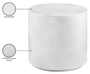 Meridian Furniture Imperia Sculptural Concrete Side Table Art Deco Curves for Indoor Outdoor Living 99060White-ET