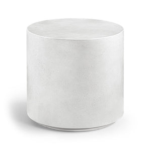 Meridian Furniture Imperia Sculptural Concrete Side Table Art Deco Curves for Indoor Outdoor Living 99060White-ET