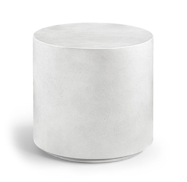 Meridian Furniture Imperia Sculptural Concrete Side Table Art Deco Curves for Indoor Outdoor Living 99060White-ET