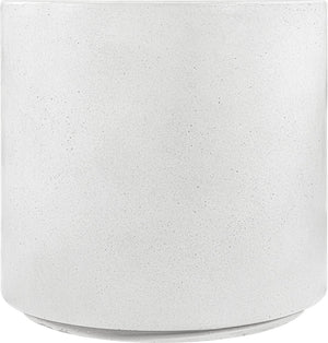 Meridian Furniture Imperia Sculptural Concrete Side Table Art Deco Curves for Indoor Outdoor Living 99060White-ET