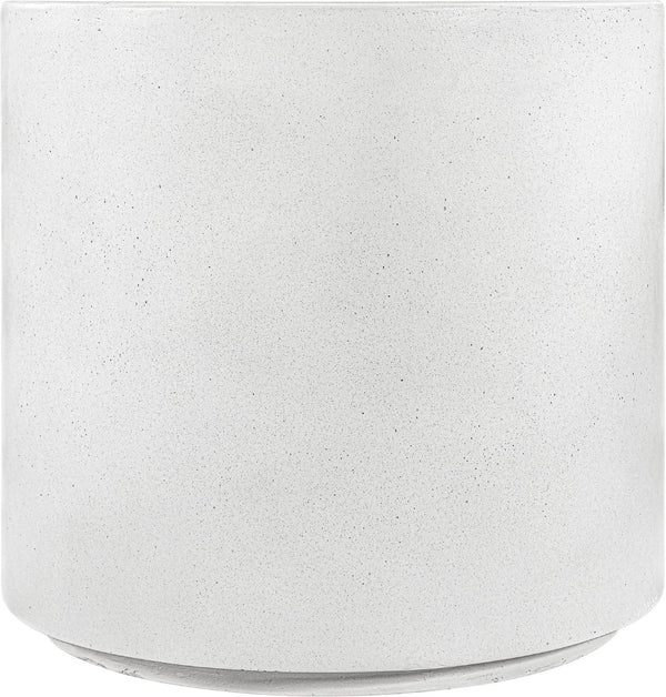 Meridian Furniture Imperia Sculptural Concrete Side Table Art Deco Curves for Indoor Outdoor Living 99060White-ET