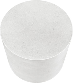 Meridian Furniture Imperia Sculptural Concrete Side Table Art Deco Curves for Indoor Outdoor Living 99060White-ET
