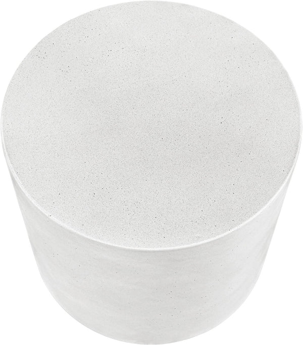 Meridian Furniture Imperia Sculptural Concrete Side Table Art Deco Curves for Indoor Outdoor Living 99060White-ET