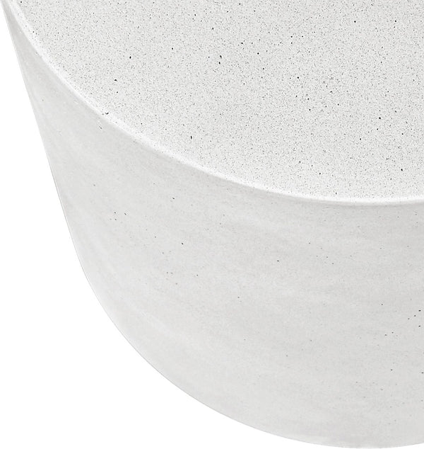 Meridian Furniture Imperia Sculptural Concrete Side Table Art Deco Curves for Indoor Outdoor Living 99060White-ET
