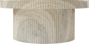 Meridian Furniture Legatto Travertine Finish Concrete Round Coffee Table Fluted Base Art Deco Indoor Outdoor 99061Travertine-CT