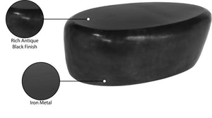 Meridian Furniture Capsule Sculptural Cast Aluminum Oval Coffee Table with Antique Finish for Modern Living Rooms Black 38" W x 24" D x 14.5" H 99062Black-CT