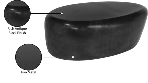 Meridian Furniture Capsule Sculptural Cast Aluminum Oval Coffee Table with Antique Finish for Modern Living Rooms Black 38" W x 24" D x 14.5" H 99062Black-CT