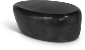 Meridian Furniture Capsule Sculptural Cast Aluminum Oval Coffee Table with Antique Finish for Modern Living Rooms Black 38" W x 24" D x 14.5" H 99062Black-CT