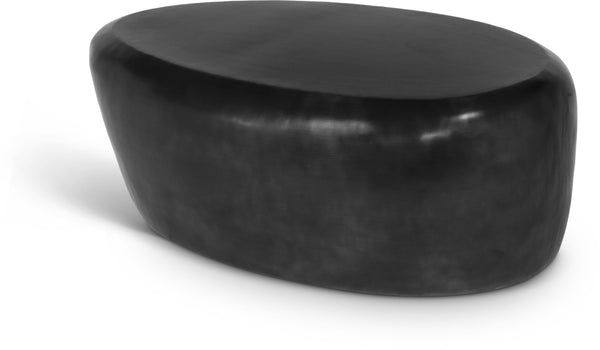 Meridian Furniture Capsule Sculptural Cast Aluminum Oval Coffee Table with Antique Finish for Modern Living Rooms Black 38" W x 24" D x 14.5" H 99062Black-CT