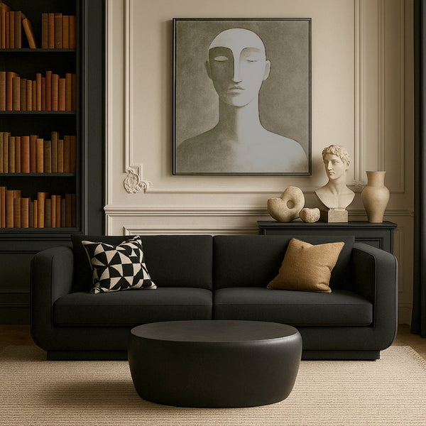 Meridian Furniture Capsule Sculptural Cast Aluminum Oval Coffee Table with Antique Finish for Modern Living Rooms Black 38" W x 24" D x 14.5" H 99062Black-CT