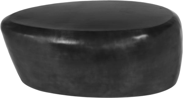 Meridian Furniture Capsule Sculptural Cast Aluminum Oval Coffee Table with Antique Finish for Modern Living Rooms Black 38" W x 24" D x 14.5" H 99062Black-CT