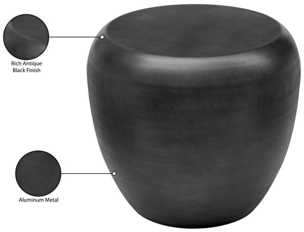 Meridian Furniture Capsule Sculptural Cast Aluminum Side Table with Elegant Finish for Modern Living Room Accent Black 99062Black-ET