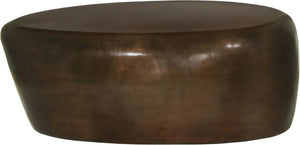 Meridian Furniture Capsule Sculptural Cast Aluminum Oval Coffee Table with Antique Finish for Modern Living Rooms Brown 38" W x 24" D x 14.5" H 99062Brown-CT
